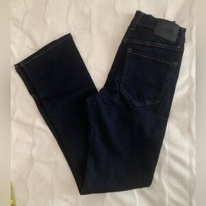NWT Express Women's Skyscraper Mid Rise Straight Leg Jeans - Dark Blue